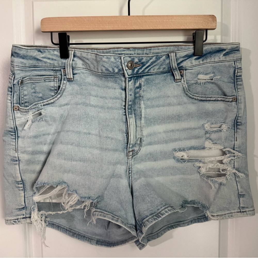 American Eagle Outfitters Ripped Light Blue Jean Shorts
